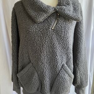 Cozy Gray Sherpa Pullover